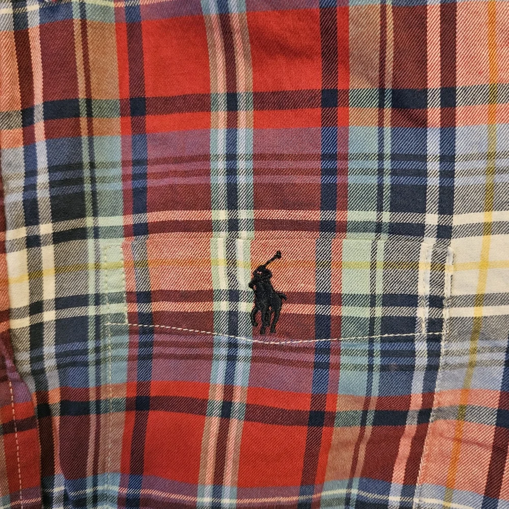 Ralph Lauren Red and Blue Plaid Button Down Shirt Sz Lg (14-16)